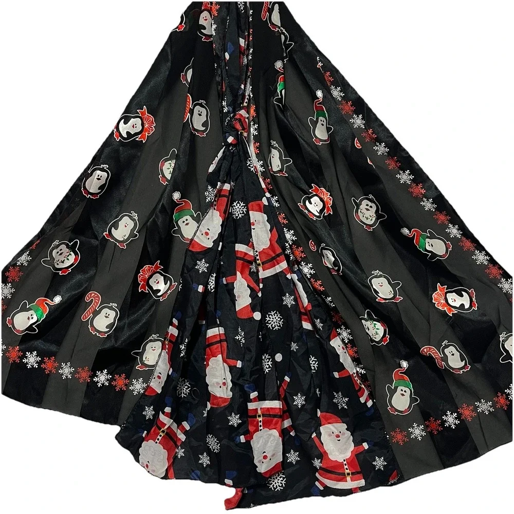 Christmas Scarf Lot of 2 Cute Santa Penguins Theme Lightweight Bag Accessory Bow